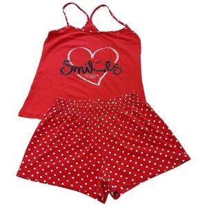 Women ST. Even orange Polka Dot Lounge Set Pajamas Size M Made in Colombia